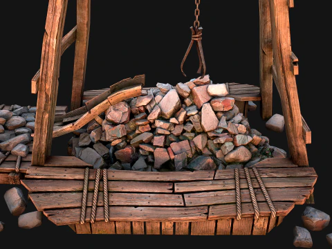 Medieval Quarry Mine with Crane Pack 3D Model
