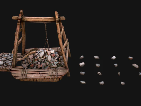 Medieval Quarry Mine with Crane Pack 3D Model