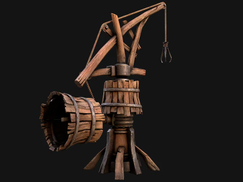Medieval Quarry Mine with Crane Pack 3D Model
