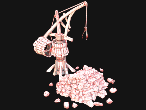 Medieval Quarry Mine with Crane Pack Model 3D