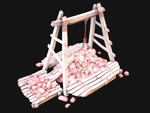 Medieval Quarry Mine with Crane Pack 3D Model