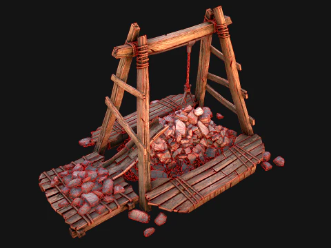 Medieval Quarry Mine with Crane Pack 3D Model