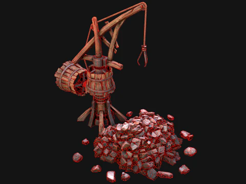 Medieval Quarry Mine with Crane Pack 3D Model