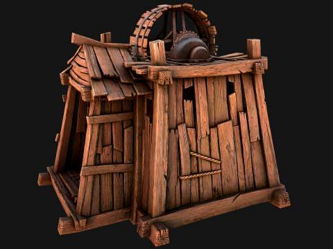 Medieval Mine Steampunk and Mining Cart Model 3D