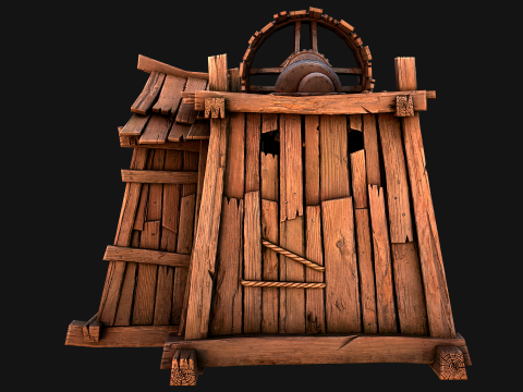 Medieval Mine Steampunk and Mining Cart Model 3D