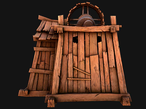 Medieval Mine Steampunk and Mining Cart 3D Model