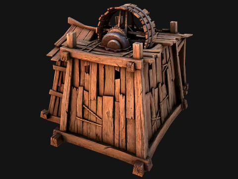 Medieval Mine Steampunk and Mining Cart 3D Model
