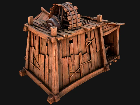 Medieval Mine Steampunk and Mining Cart 3D Model