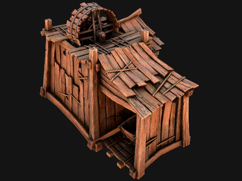 Medieval Mine Steampunk and Mining Cart 3D Model