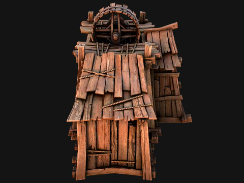 Medieval Mine Steampunk and Mining Cart 3D Model