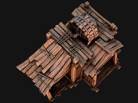 Medieval Mine Steampunk and Mining Cart Model 3D