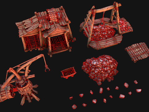Medieval Mine Quarry Industrial Pack Modello 3D