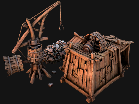 Medieval Mine Quarry Industrial Pack Modello 3D