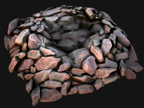 Stone and Rocks Mineral Ore Deposits Pile 3D Model