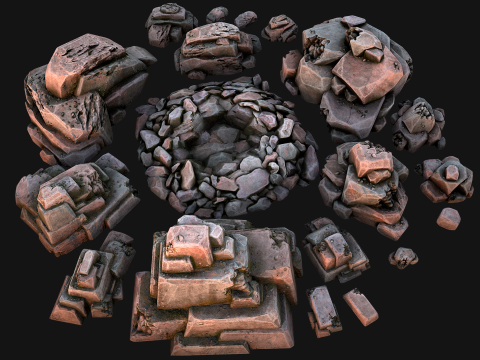 Stones Rocks Pebble Pack 3D Model