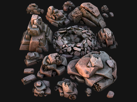 Stones Rocks Pebble Pack 3D Model