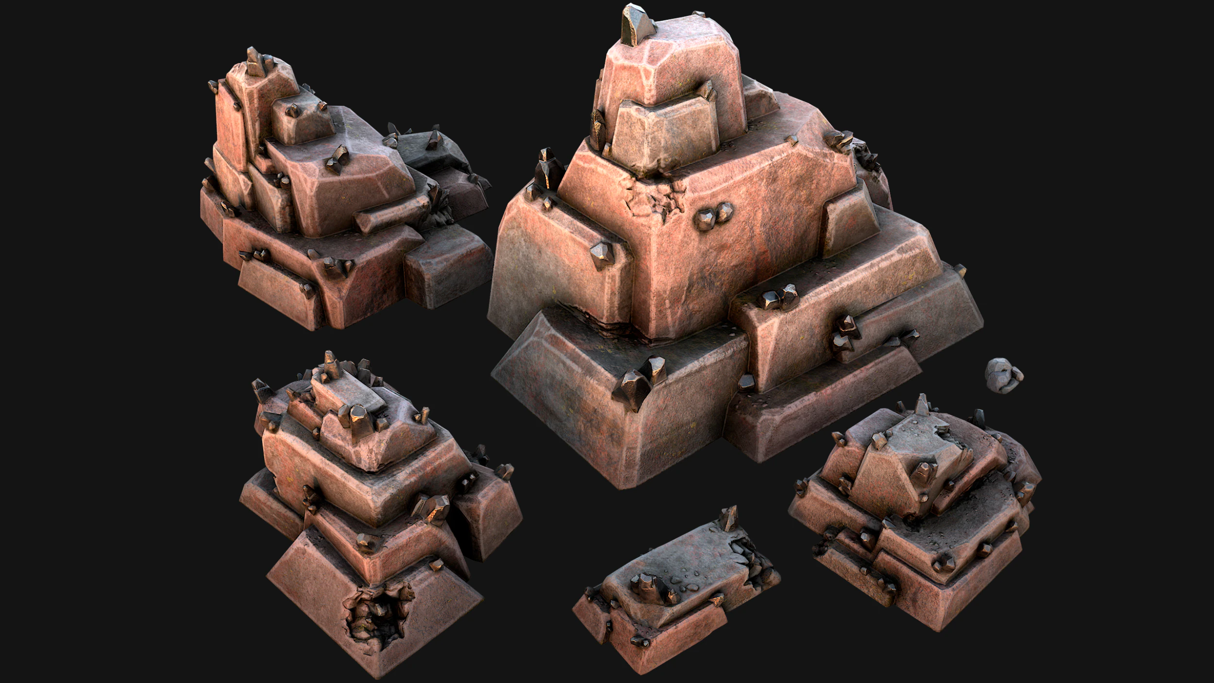 Tin Ores Deposits Minerals Metal Mine 3D Model .c4d .max .obj .3ds .fbx .stl .blend