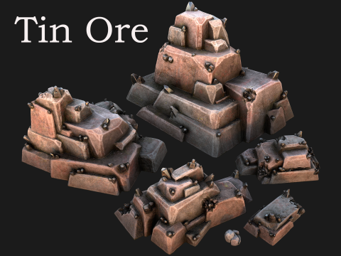 Tin Ores Deposits Minerals Metal Mine Model 3D