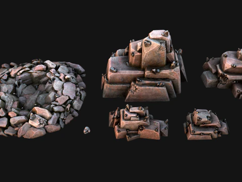 Deposits of Tin Ore Stones and Rocks 3D Model