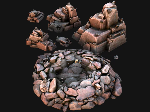 Deposits of Tin Ore Stones and Rocks 3D Model