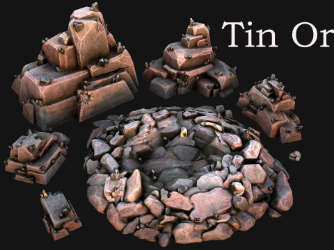 Deposits of Tin Ore Stones and Rocks Modello 3D