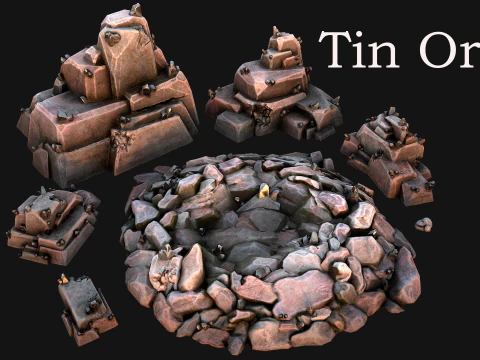 Deposits of Tin Ore Stones and Rocks 3D Model