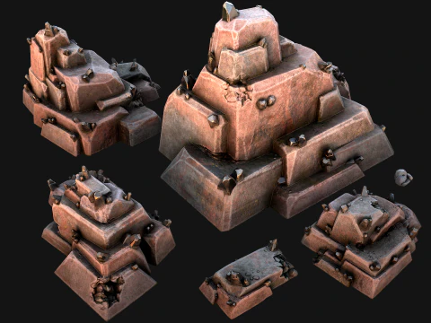 Deposits of Tin Ore Stones and Rocks 3D Model
