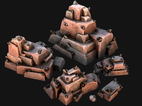 Deposits of Tin Ore Stones and Rocks Modello 3D