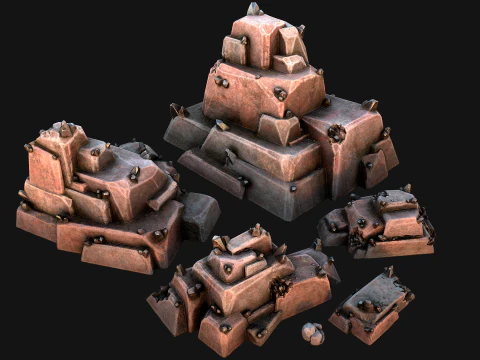 Deposits of Tin Ore Stones and Rocks 3D Model