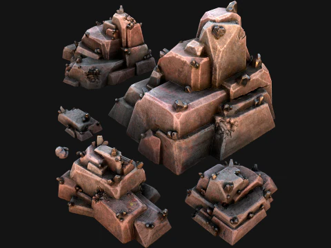 Deposits of Tin Ore Stones and Rocks 3D Model
