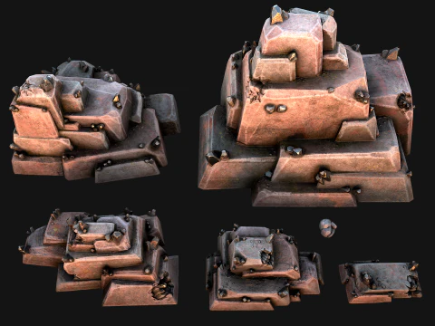 Deposits of Tin Ore Stones and Rocks 3D Model