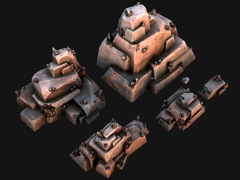 Deposits of Tin Ore Stones and Rocks 3D Model