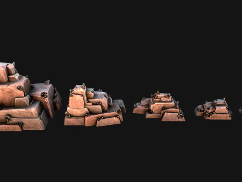 Deposits of Tin Ore Stones and Rocks 3D Model