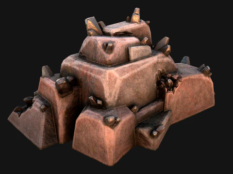 Deposits of Tin Ore Stones and Rocks 3D Model