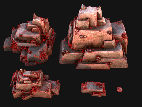 Deposits of Tin Ore Stones and Rocks 3D Model