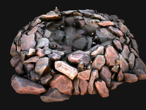 Deposits of Tin Ore Stones and Rocks 3D Model