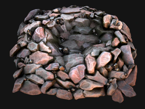 Deposits of Tin Ore Stones and Rocks 3D Model