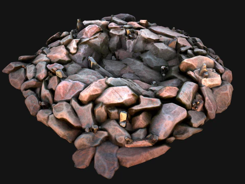 Deposits of Tin Ore Stones and Rocks 3D Model