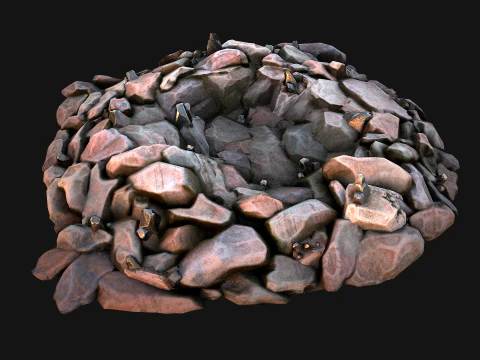 Deposits of Tin Ore Stones and Rocks 3D Model