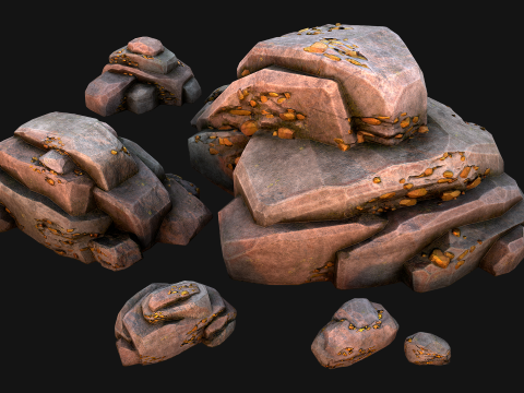 Golden Ore Nugget Gold Mine Mineral Model 3D