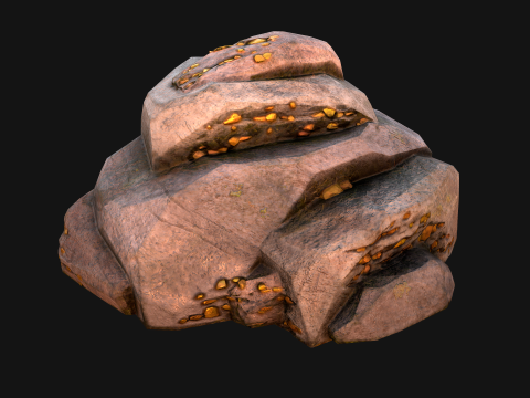 Golden Ore Nugget Gold Mine Mineral Model 3D