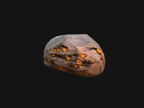 Golden Ore Nugget Gold Mine Mineral 3D Model