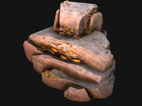 Golden Ore Nugget Gold Mine Mineral Model 3D