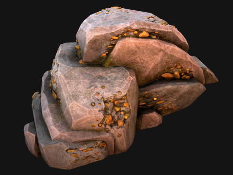 Golden Ore Nugget Gold Mine Mineral Model 3D
