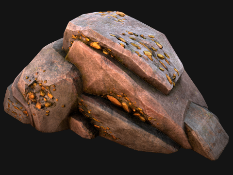 Golden Ore Nugget Gold Mine Mineral Model 3D
