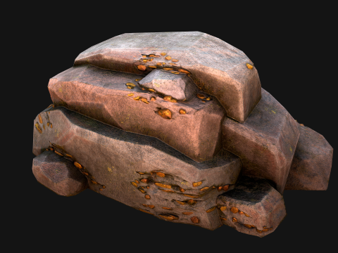 Golden Ore Nugget Gold Mine Mineral Model 3D