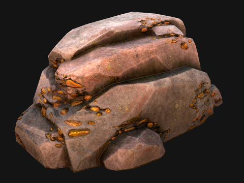 Golden Ore Nugget Gold Mine Mineral Model 3D