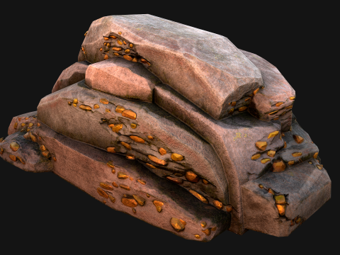 Golden Ore Nugget Gold Mine Mineral Model 3D