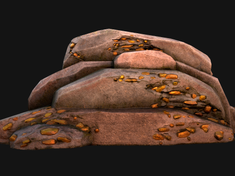 Golden Ore Nugget Gold Mine Mineral Model 3D