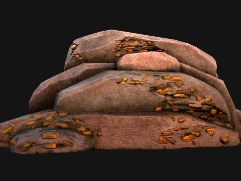 Golden Ore Nugget Gold Mine Mineral 3D Model